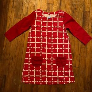 Red Gymboree dress with white lines and dots size 8